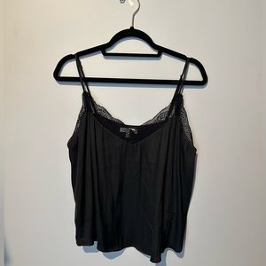 Black lace trim satin cami